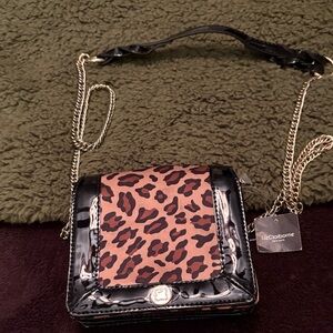 NWT small Liz Claiborne Animal Print Crossbody Bag - Black and Brown